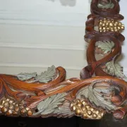 Vintage Black Heavily Carved Wooden Forest Wall Mirror