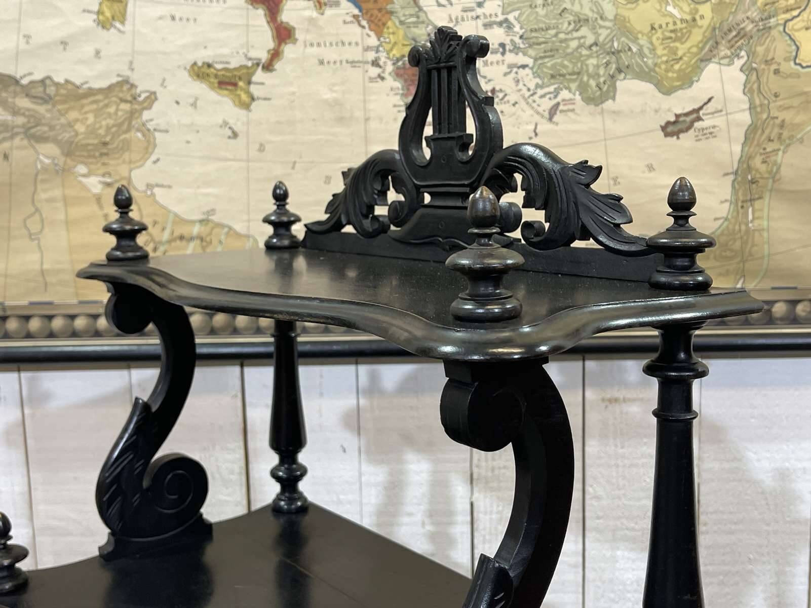 Napoleon III music cabinet, late 19th century, in blackened wood