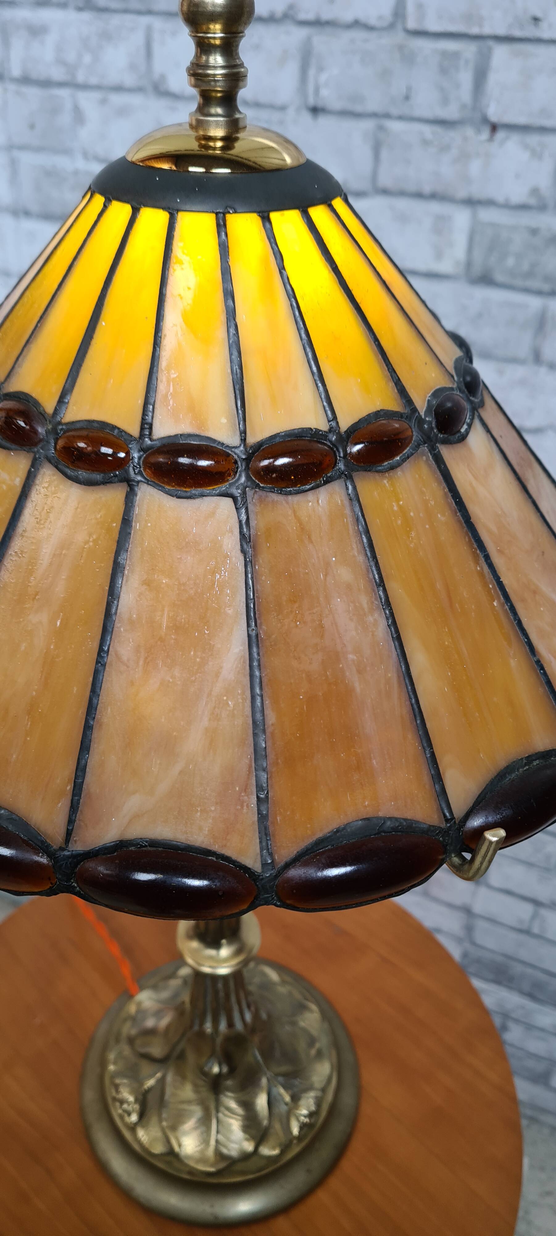 Large solid bronze art nouveau lamp 1900, tiffany lampshade 55x30 inter with zipper