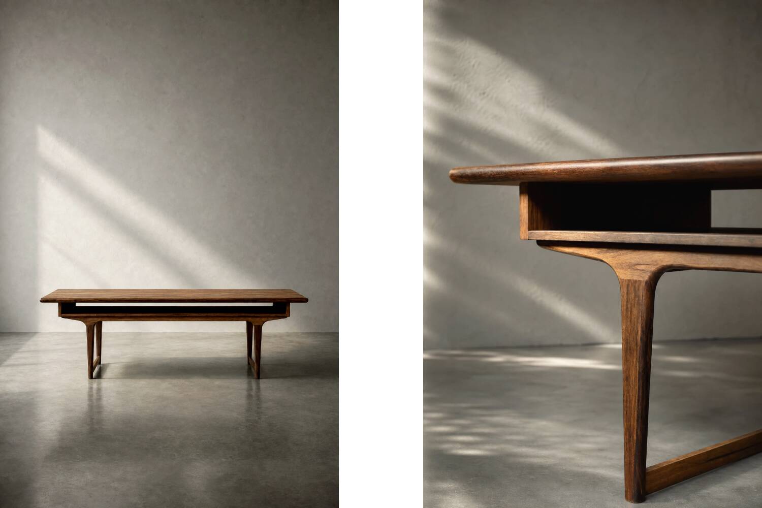 Vintage Mid-Century Modern Danish Rosewood Coffee Table with Shelf, 1960s