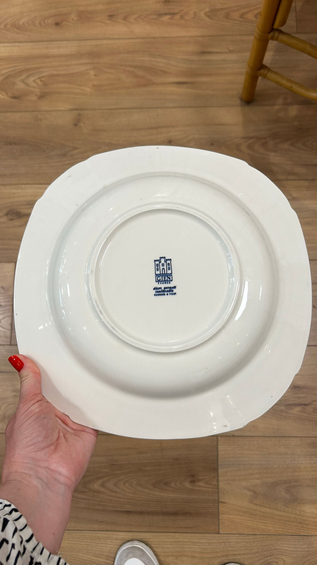Blue square plate or blue ibis Gien
