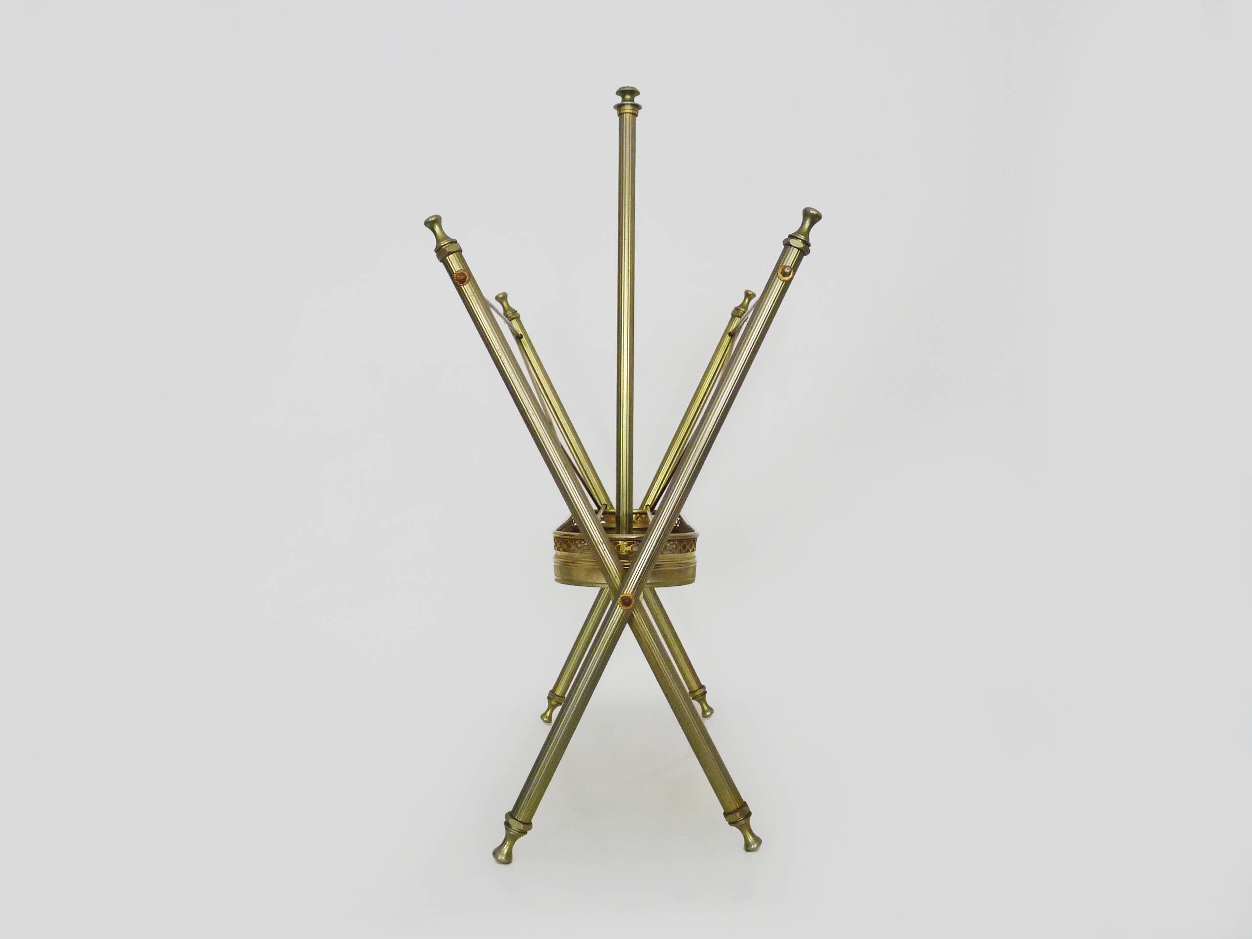 Neoclassical Baroque Folding Magazine Rack in Gilded Metal. 1950s