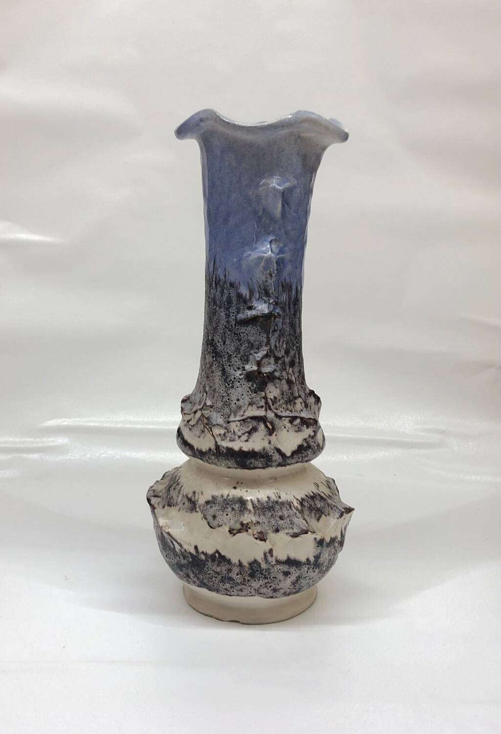 Vase fat lava blue gray Vallauris
