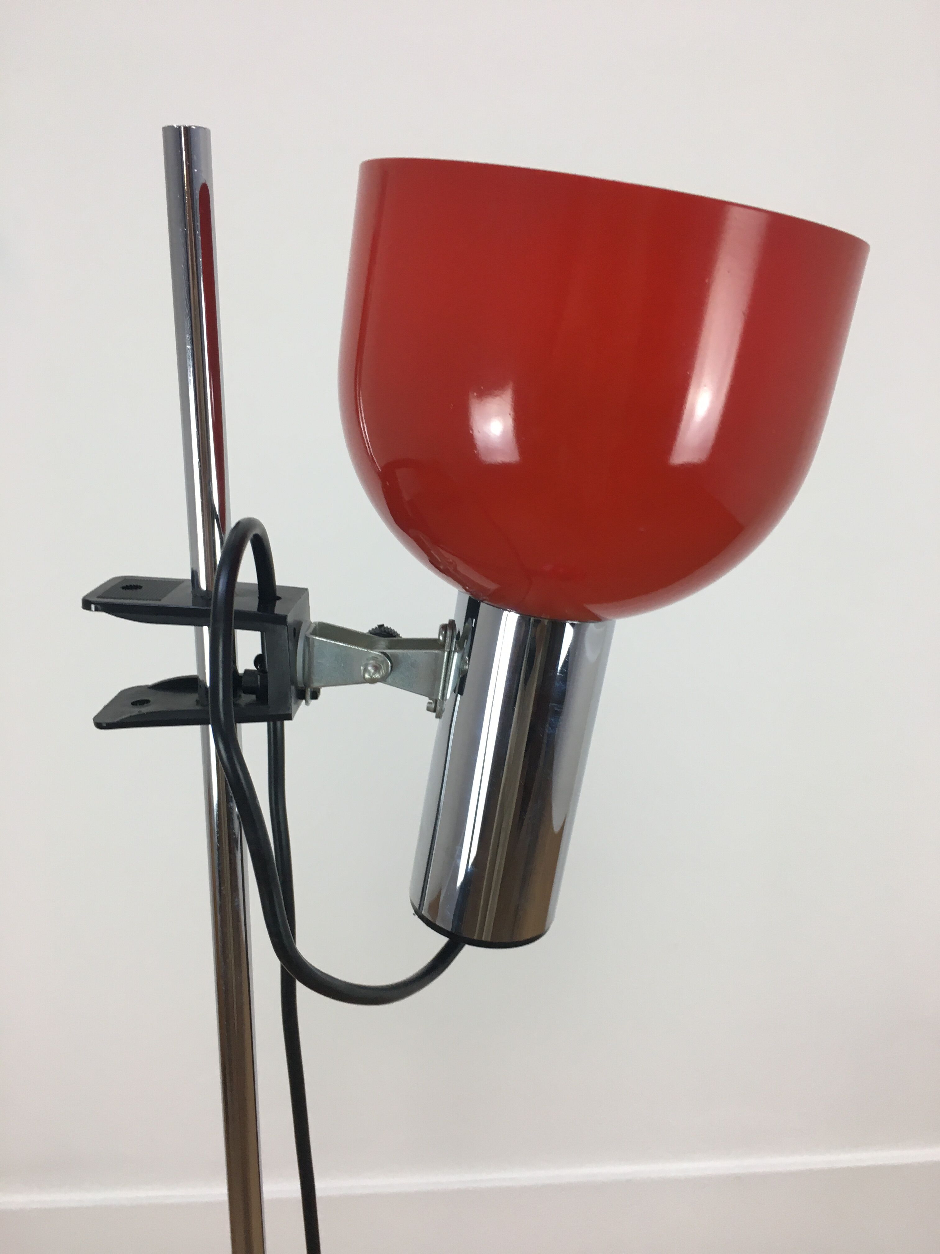 Floor lamp space age 2 spots red and chrome 1970