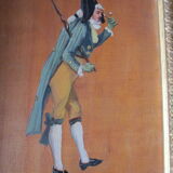 2 antique paintings from the 1700s in golden frame painter De'loste