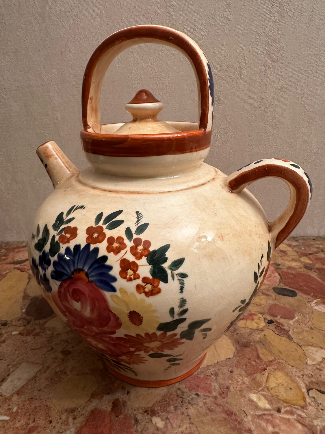 Gargoulette / Jug signed Longchamp - Hand-painted ceramic - Vintage