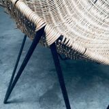 Mid-Century Modern Design Egg Basket Wicker Chairs, Italy, 1950s, Set of 3