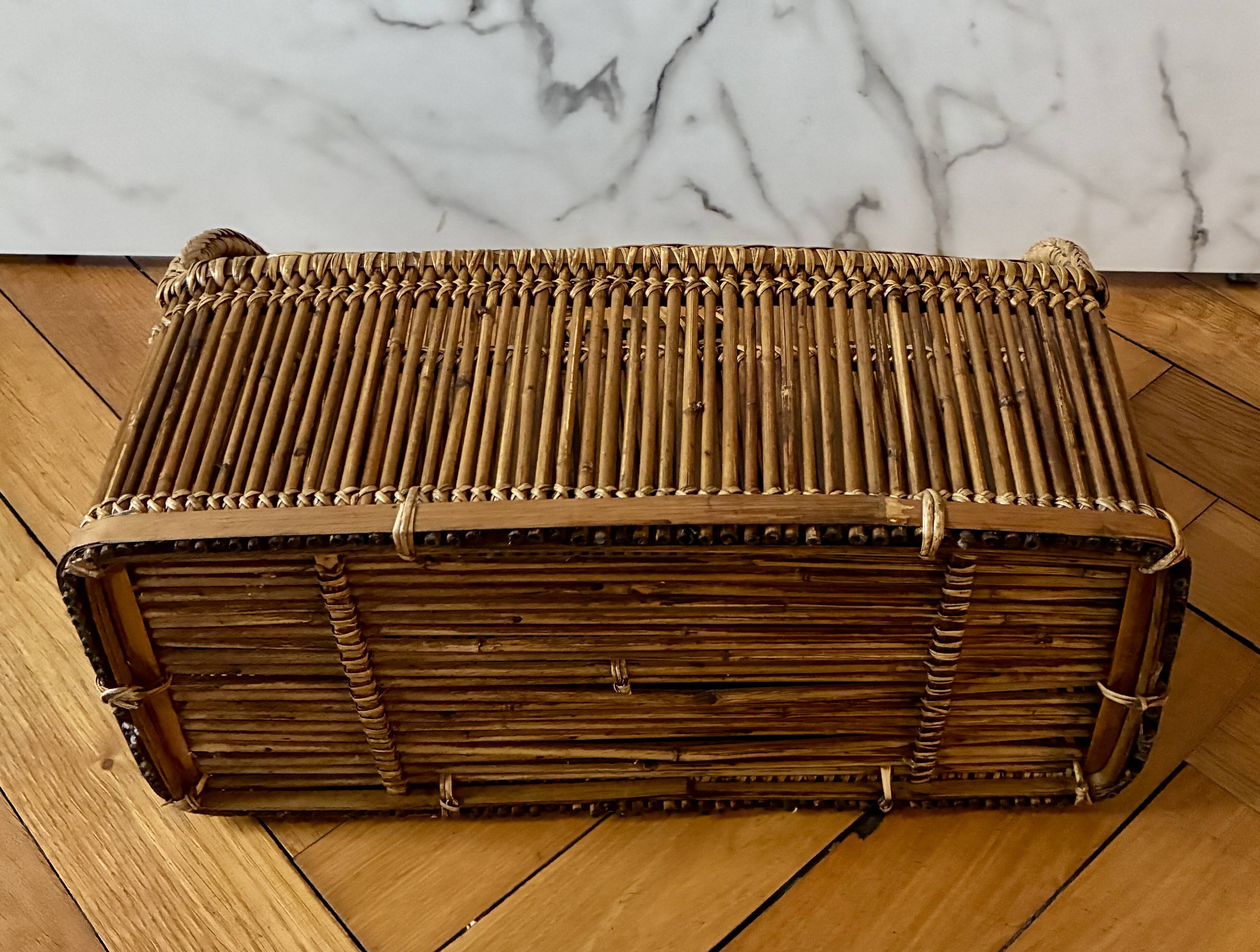 Vintage rattan magazine rack