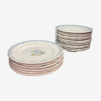 Gien ceramic plate service "Pomegranate Moustiers"