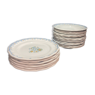 Gien ceramic plate service "Pomegranate Moustiers"