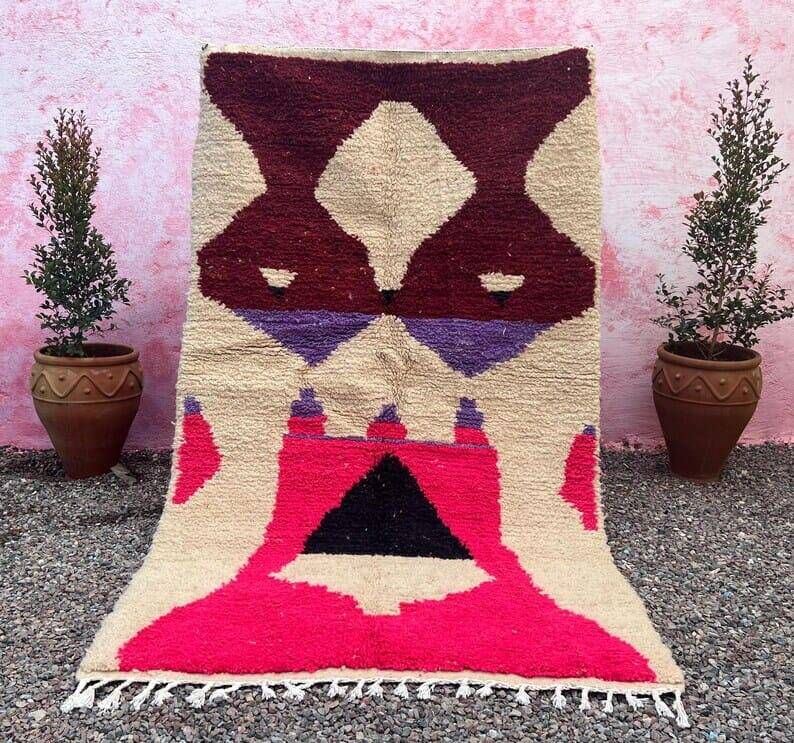 Tapis berbere en laine pure fait main multicolore taille 200 x 300 cm