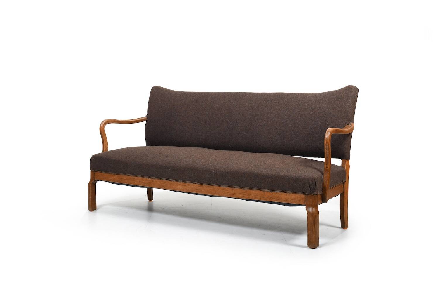 Solid Oak Sofa by Slagelse Møbelvaaek Denmark 1930s