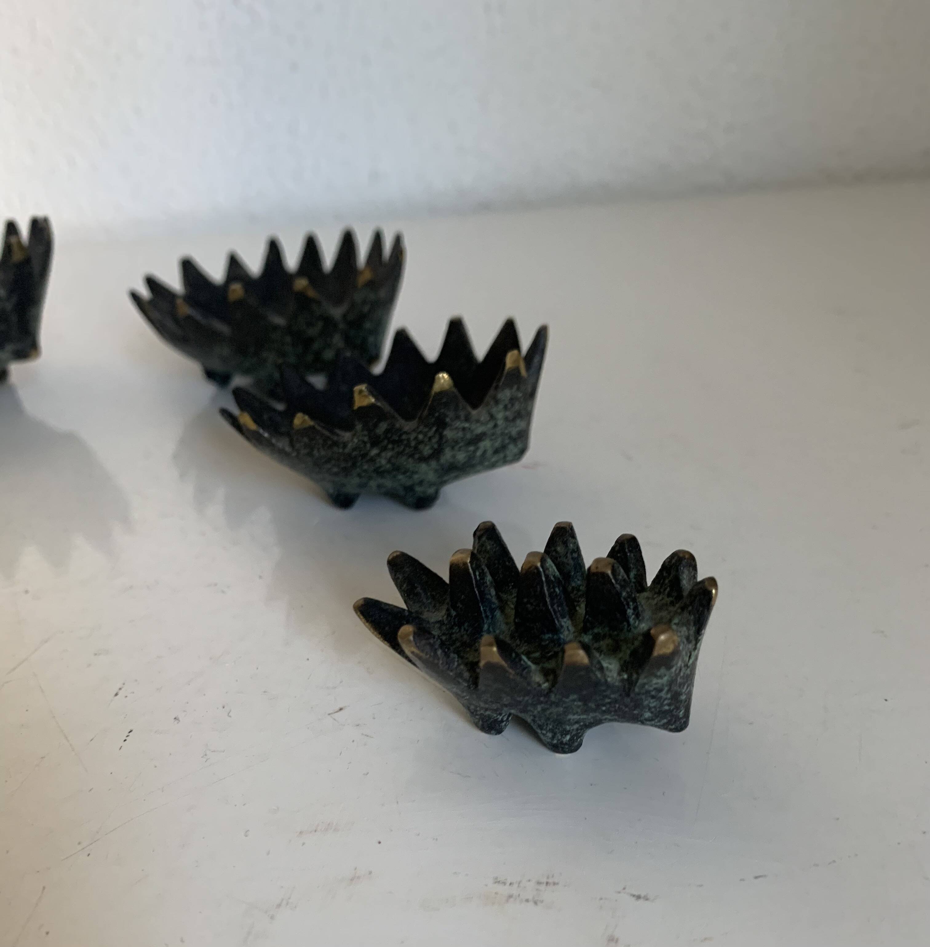Vintage 1950 hedgehog ashtrays by Walter Bosse for Hertha Baller