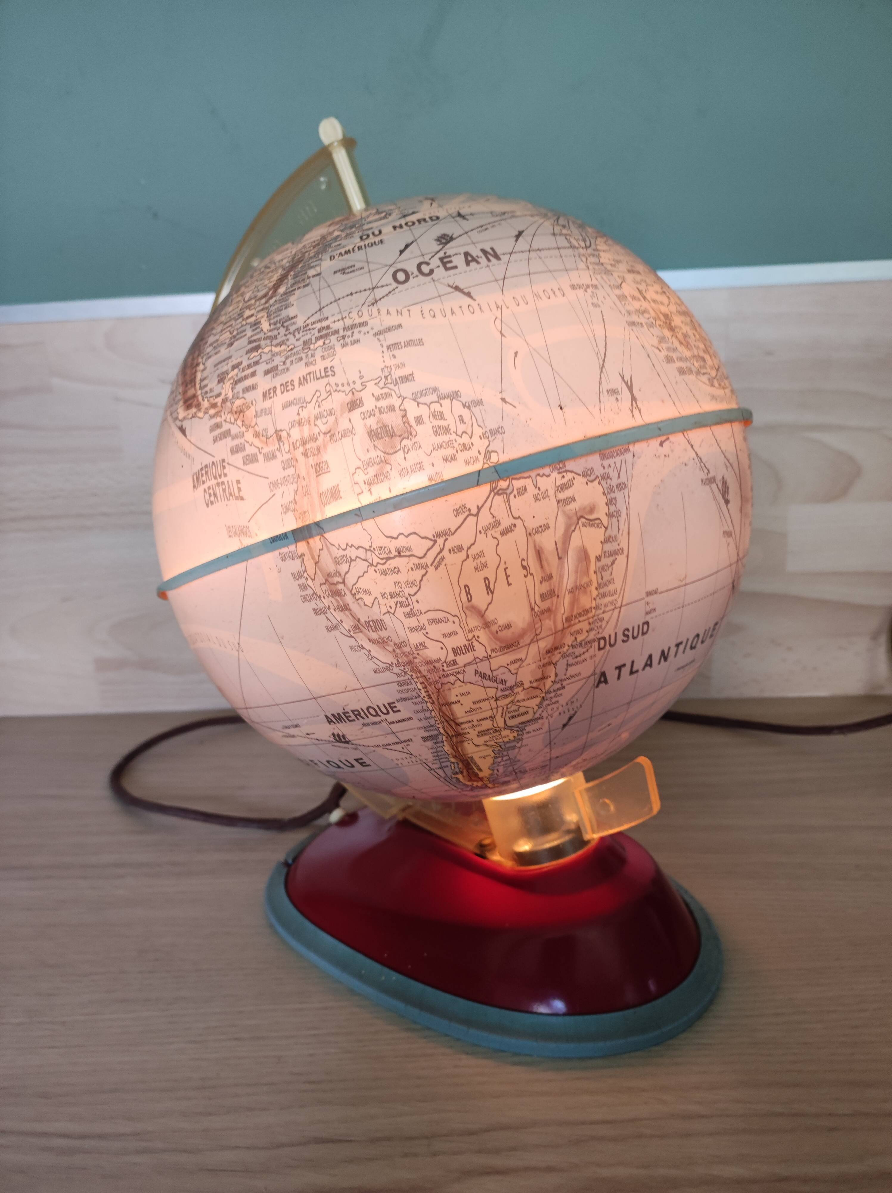 Luminous globe world map west Germany vintage