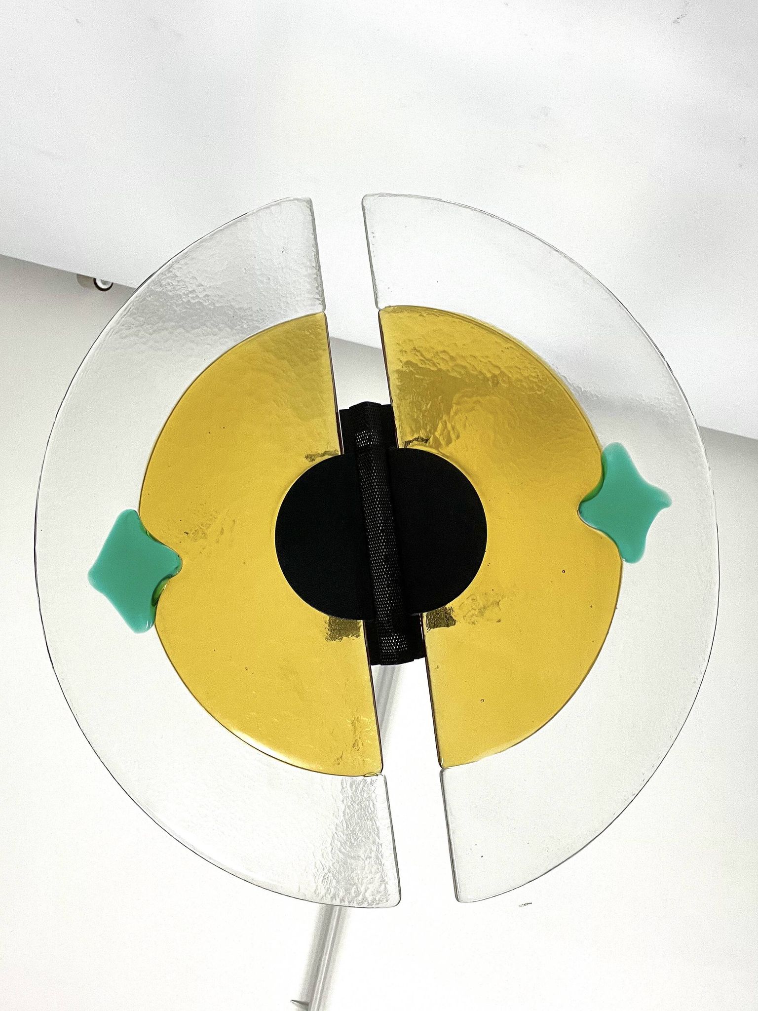 Lustre italien postmoderne en verre de Murano épais des années 80
