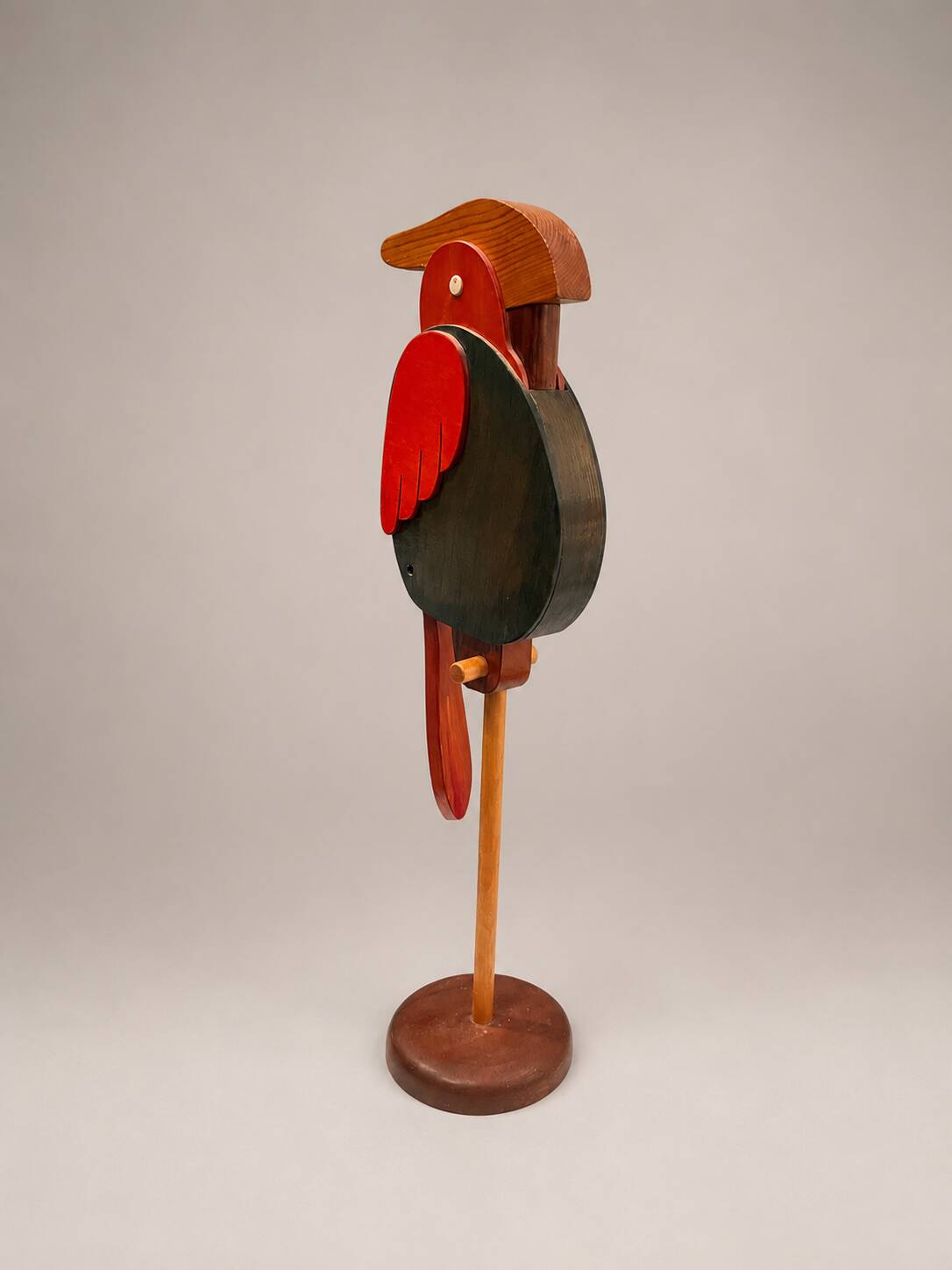 Sculptural wooden piggy bank – Modernist bird – Handmade work from the years