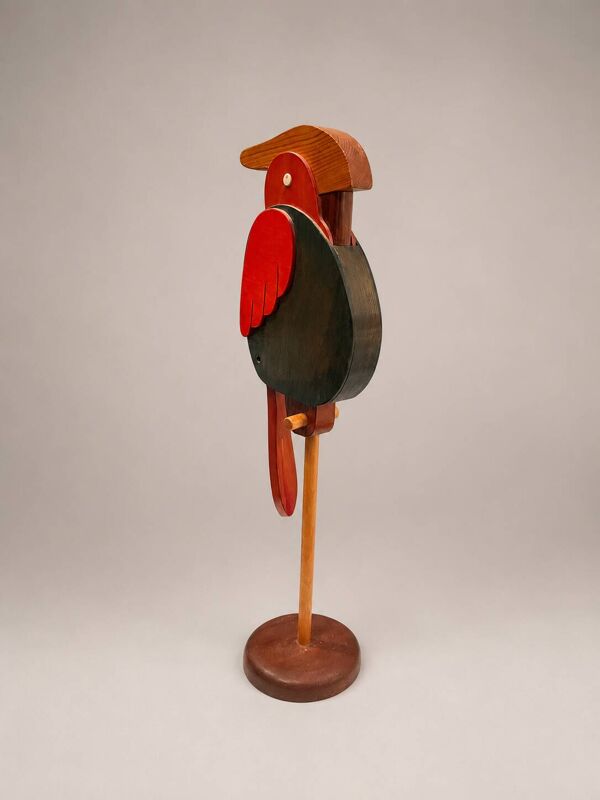 Tirelire sculpturale en bois – Oiseau moderniste – Travail artisanal années