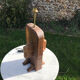 Brutalist lamp in vintage oak 1970