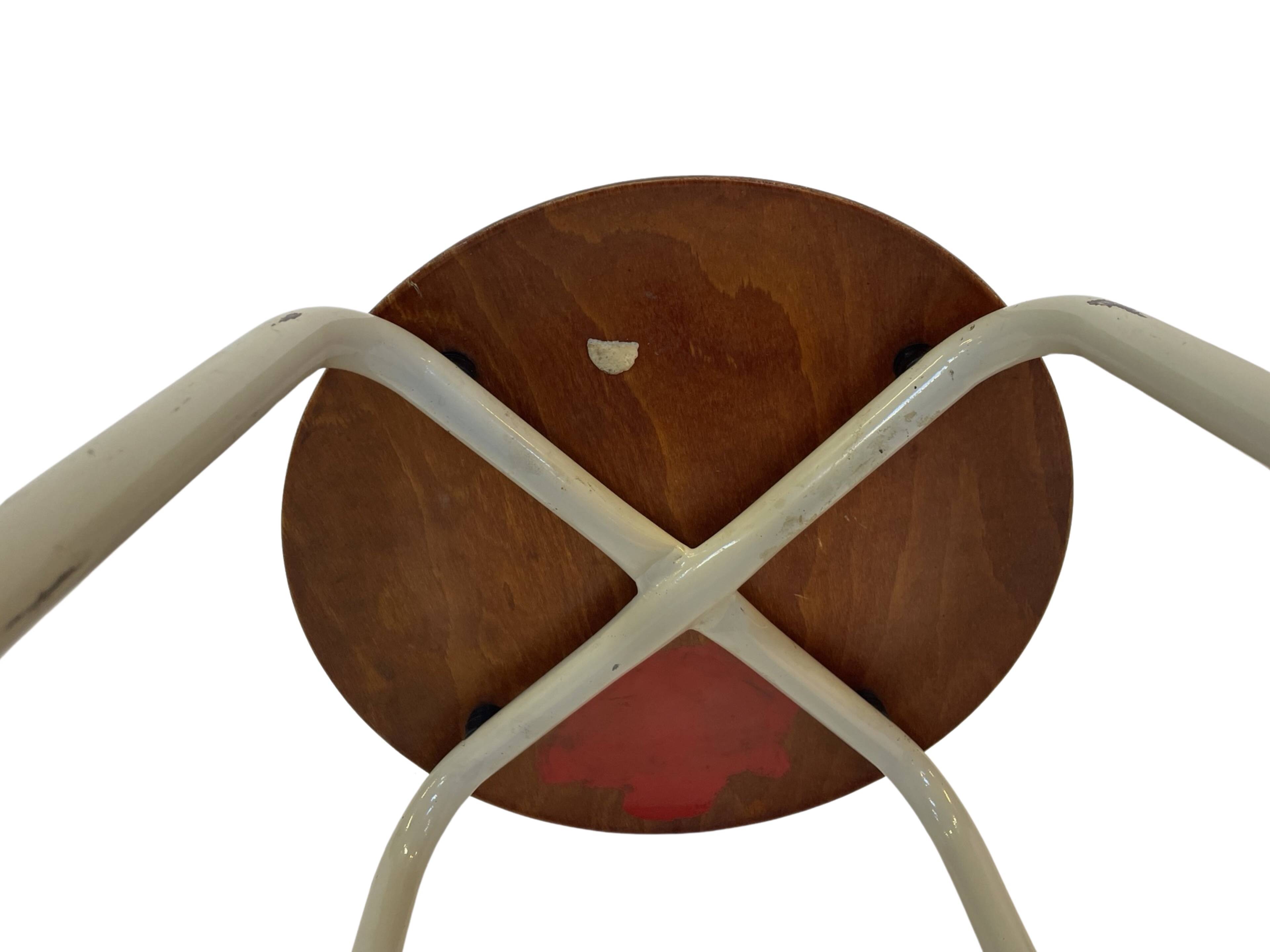 Vintage school stool, 1970s industrial design, Dutch minimalist