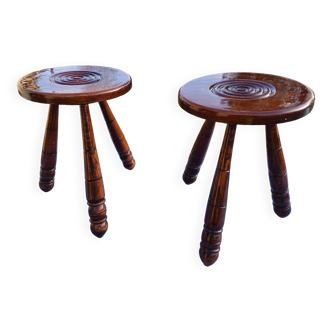 Pair of oak stools