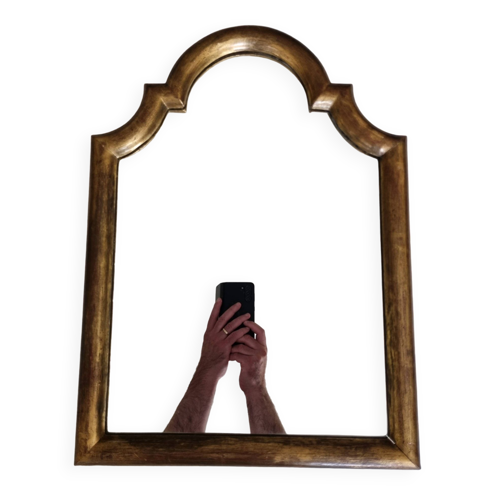 Stucco and wood fireplace mirror 53x38 cm