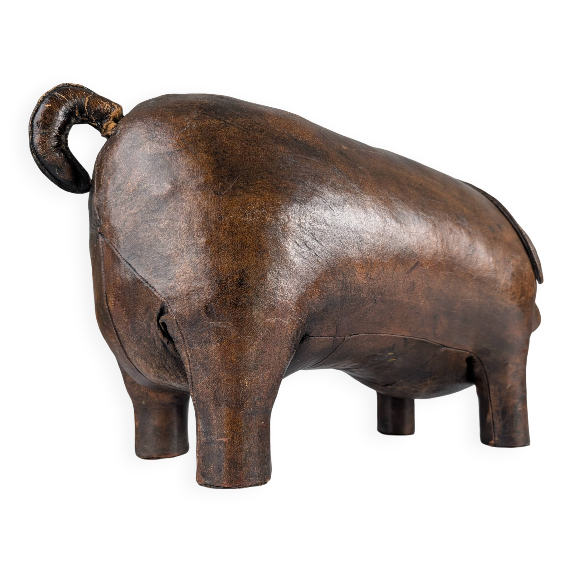 Leather pig ottoman  att dimitri omersa, 1960s