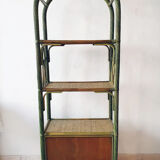 Bamboo shelf & green rattan