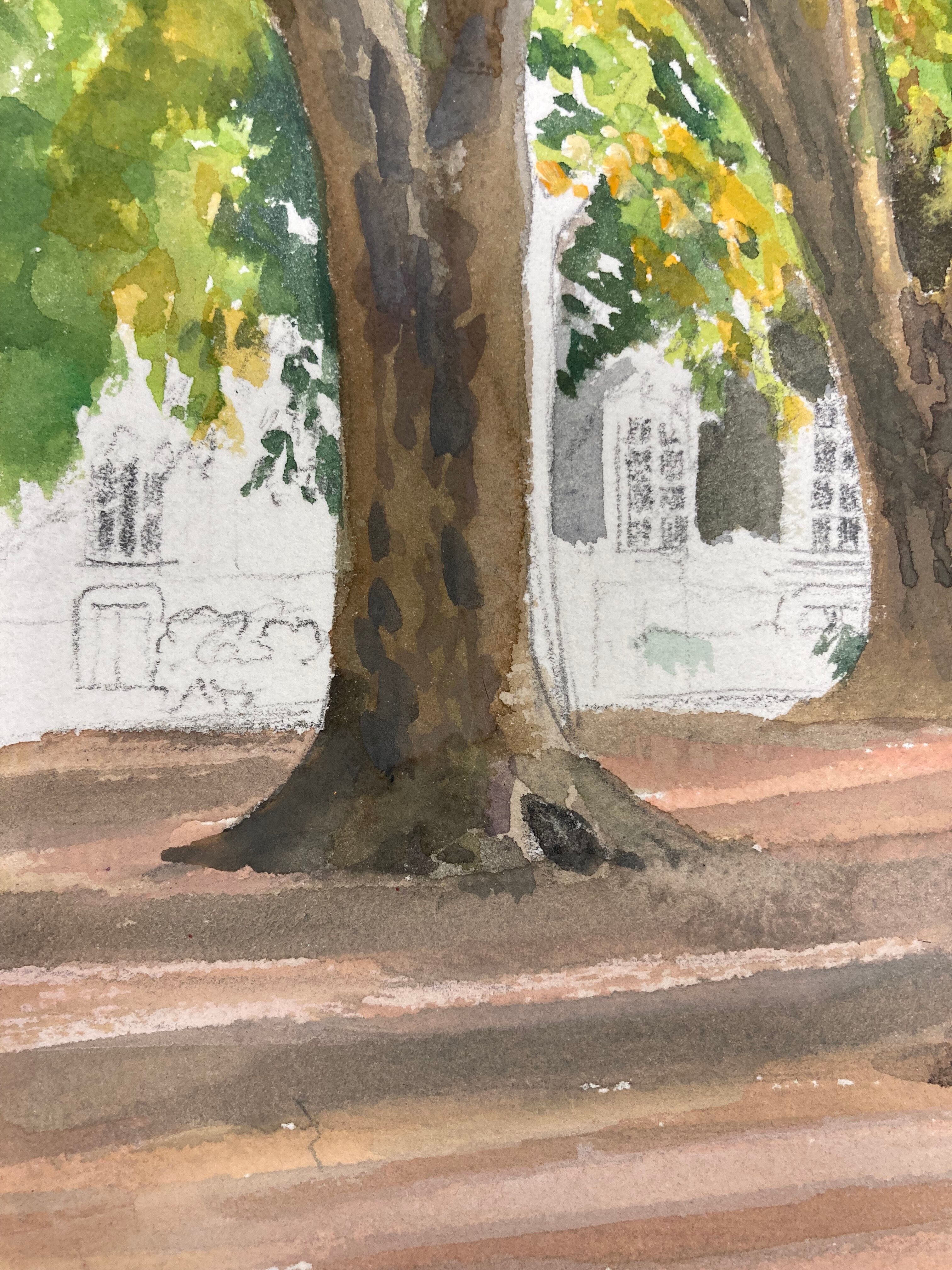 Aquarelle paysage vintage