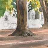 Aquarelle paysage vintage