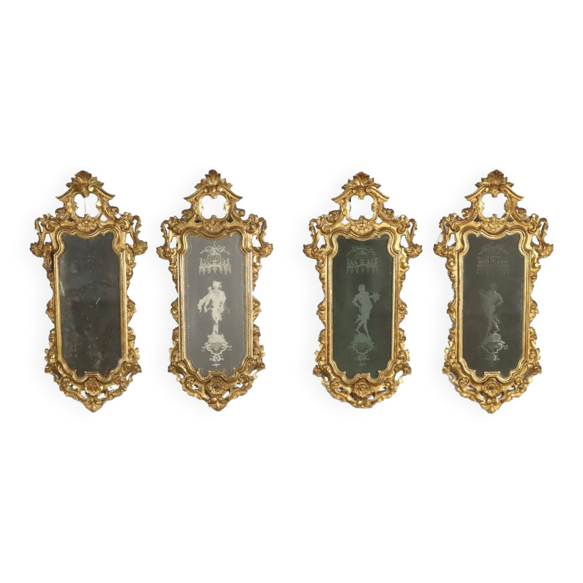 Antique baroque mirrors from the mid-18th century, mercury mirror.