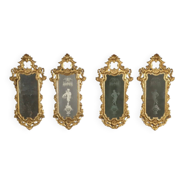 Antique baroque mirrors from the mid-18th century, mercury mirror.