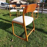 Set of 4 Baumann sled chairs with restored seats