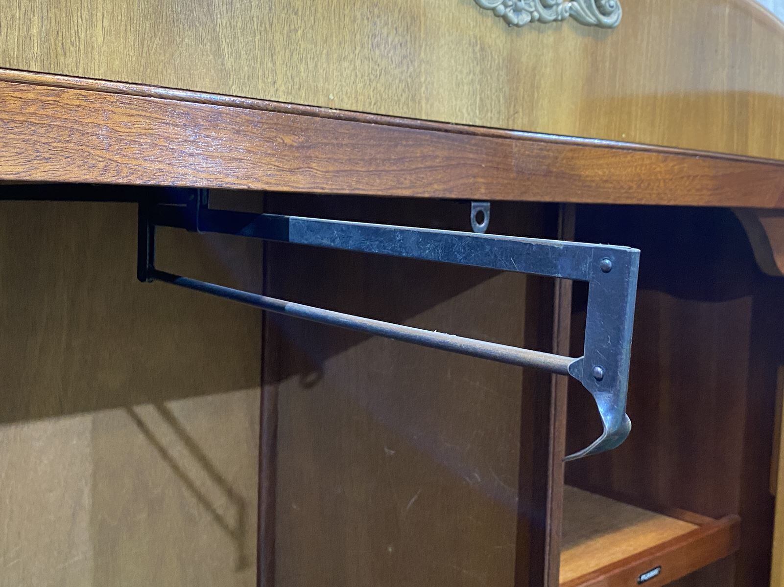 English 1960s student cabinet in elm magnifying glass