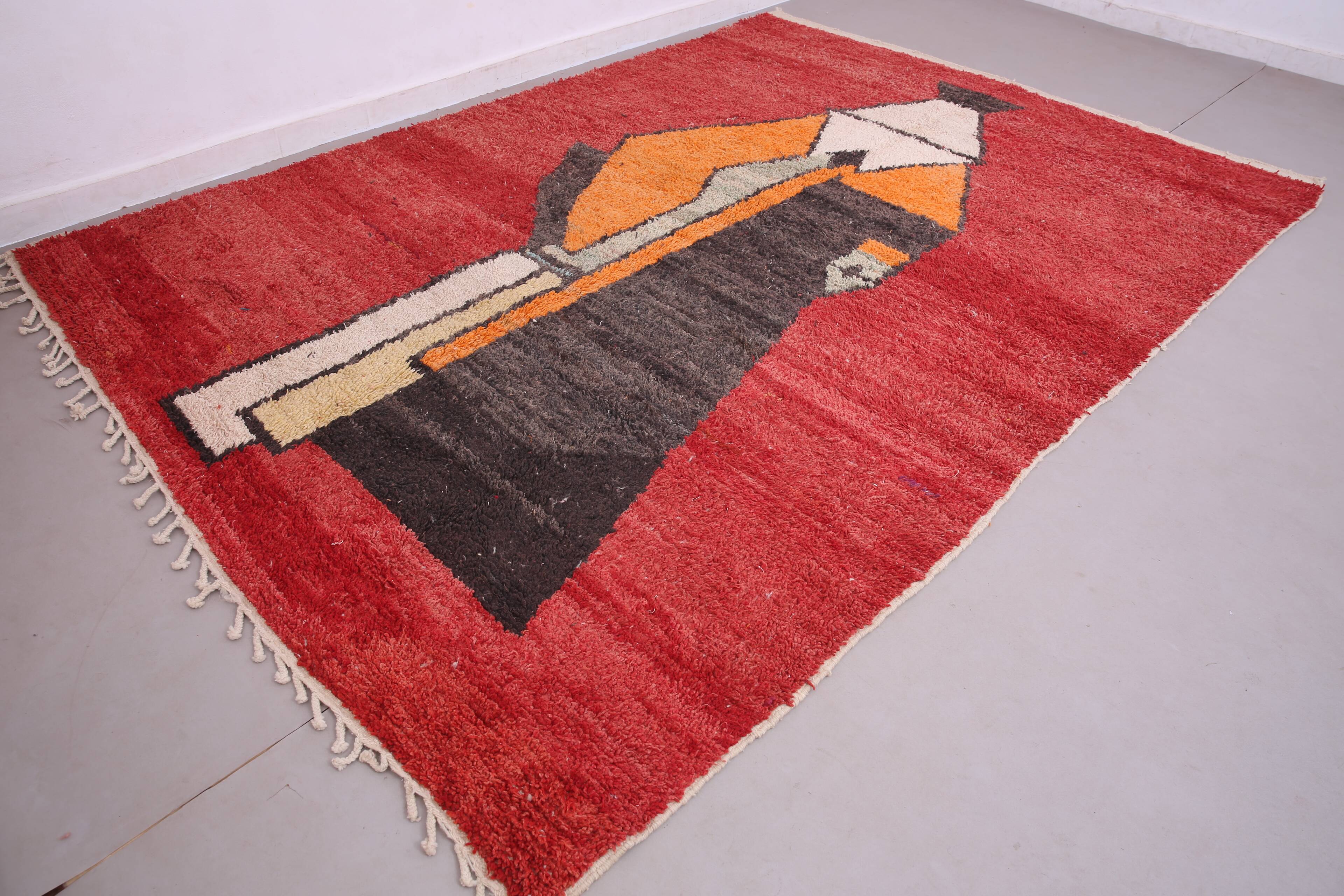 Abstract Vintage Moroccan Rug 238 x 334 - Berber Wool Rug - Handmade Rug