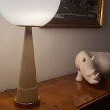 Conic parchment and brass table lamp, France 1960