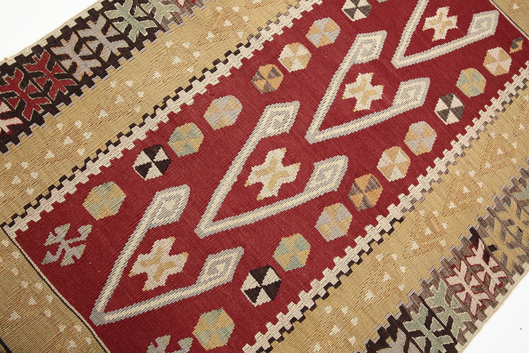 3x5 Small Size Vintage Kilim Area Rug, Ethnic Pattern Kilim, 95x143 cm