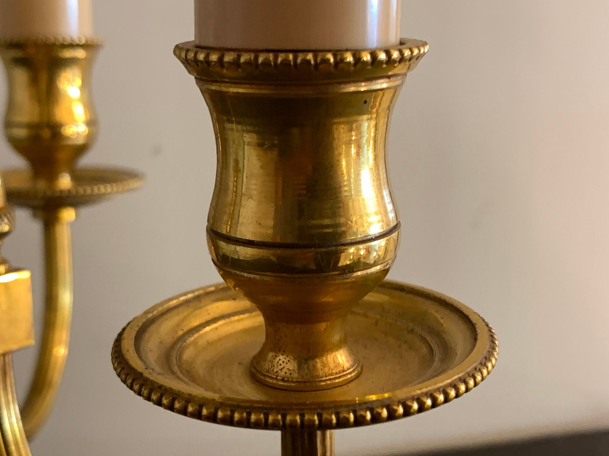 Hot water bottle lamp, 3 lights in bronze Lucien Gau, XXth