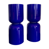 Pair vintage opaline diabolo lamps