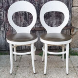Pair Baumann chairs white seagulls, vintage, 70s