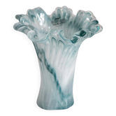 Vintage Mid-Century Murano Glass Vase in Aqua Blue, Italy, 2000s