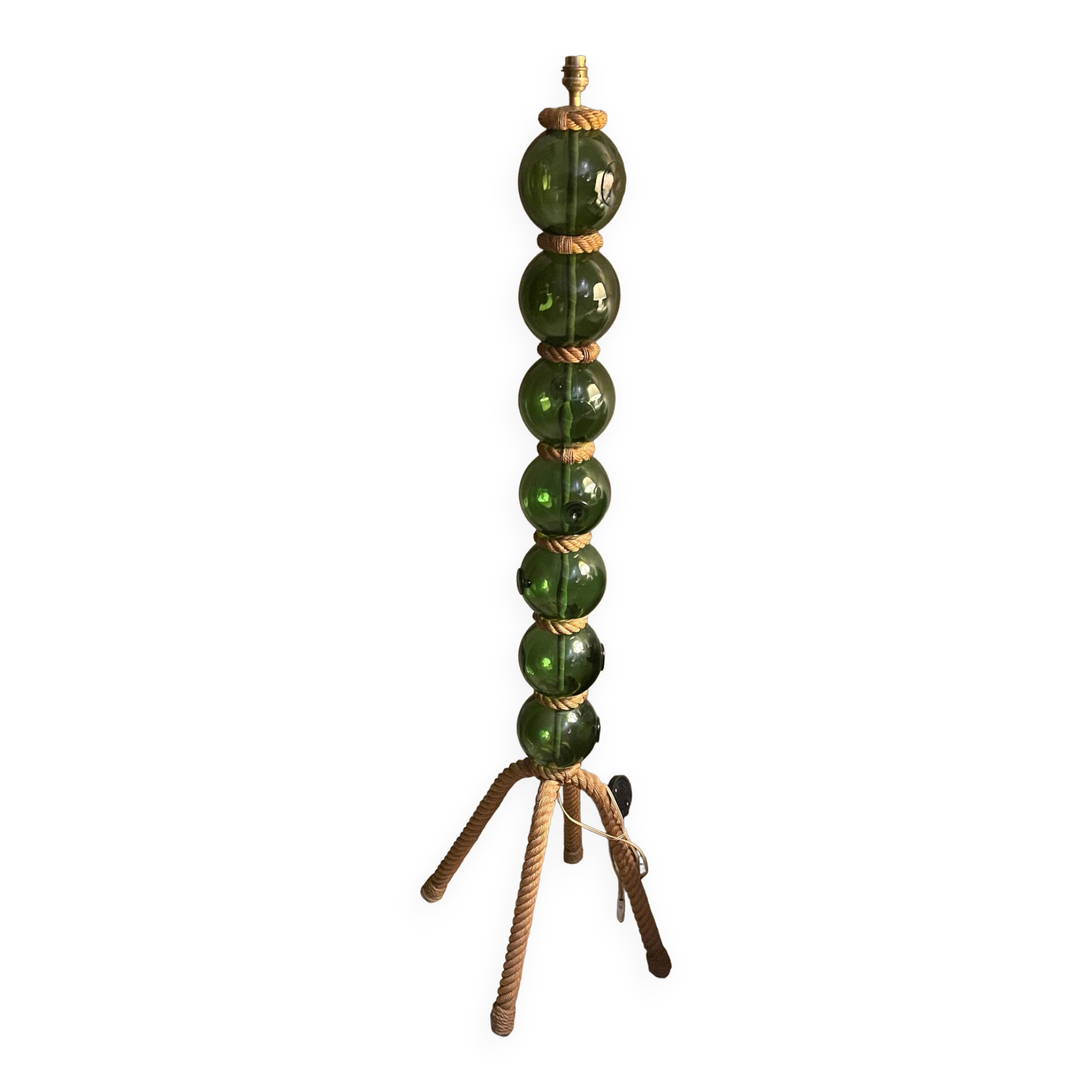 Lampadaire vintage en corde et boules de verre