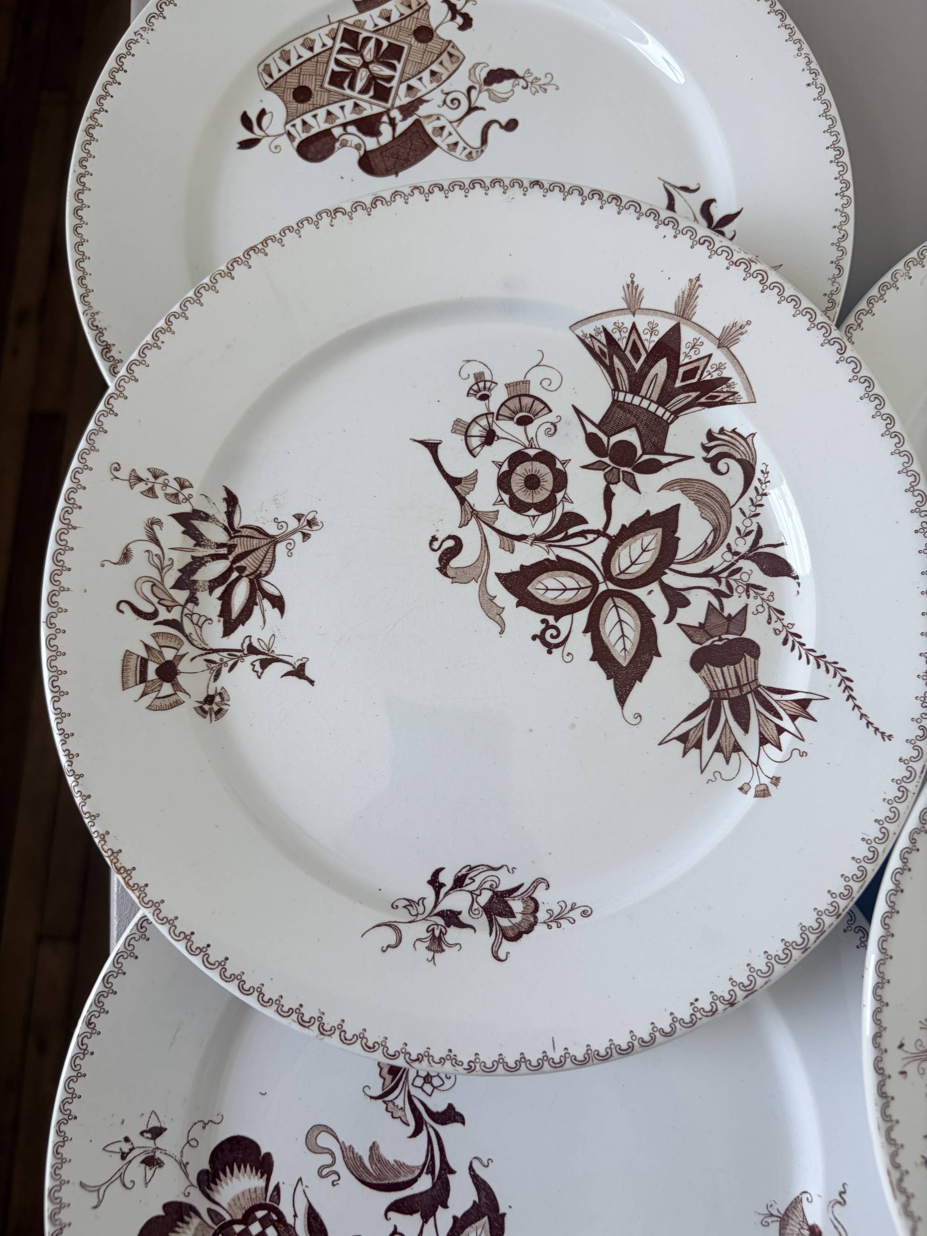 Set of 6 vintage dinner plates from Sarreguemines, Danish model 210412.
