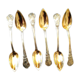 6 spoons in solid silver vermeil