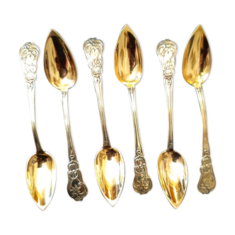 6 spoons in solid silver vermeil