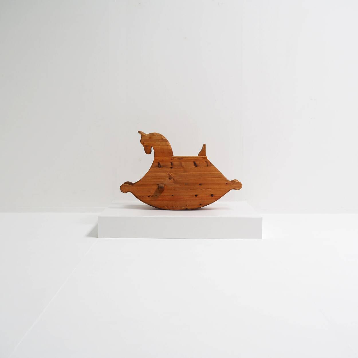 1970s Rocking Horse in Solid Pine Wood, Children’s Toy