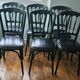 Suite de 6 chaises bistrot vert anglais et assise skaï noir