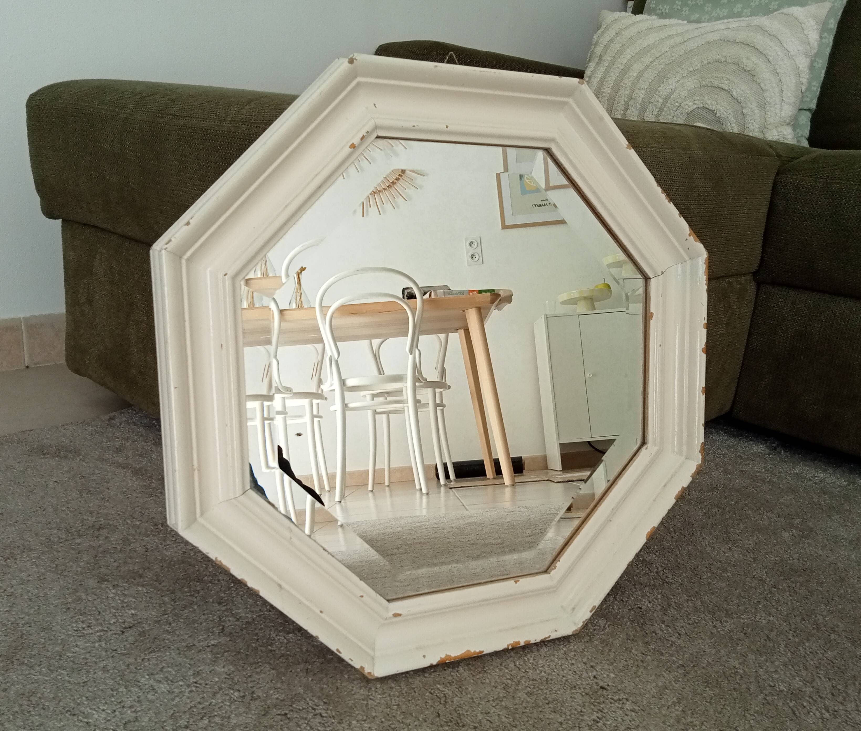 Miroir vintage octogonale biseauté style shabby chic