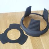 Enamelled cast iron fondue set with cast iron handle - Volcanic color