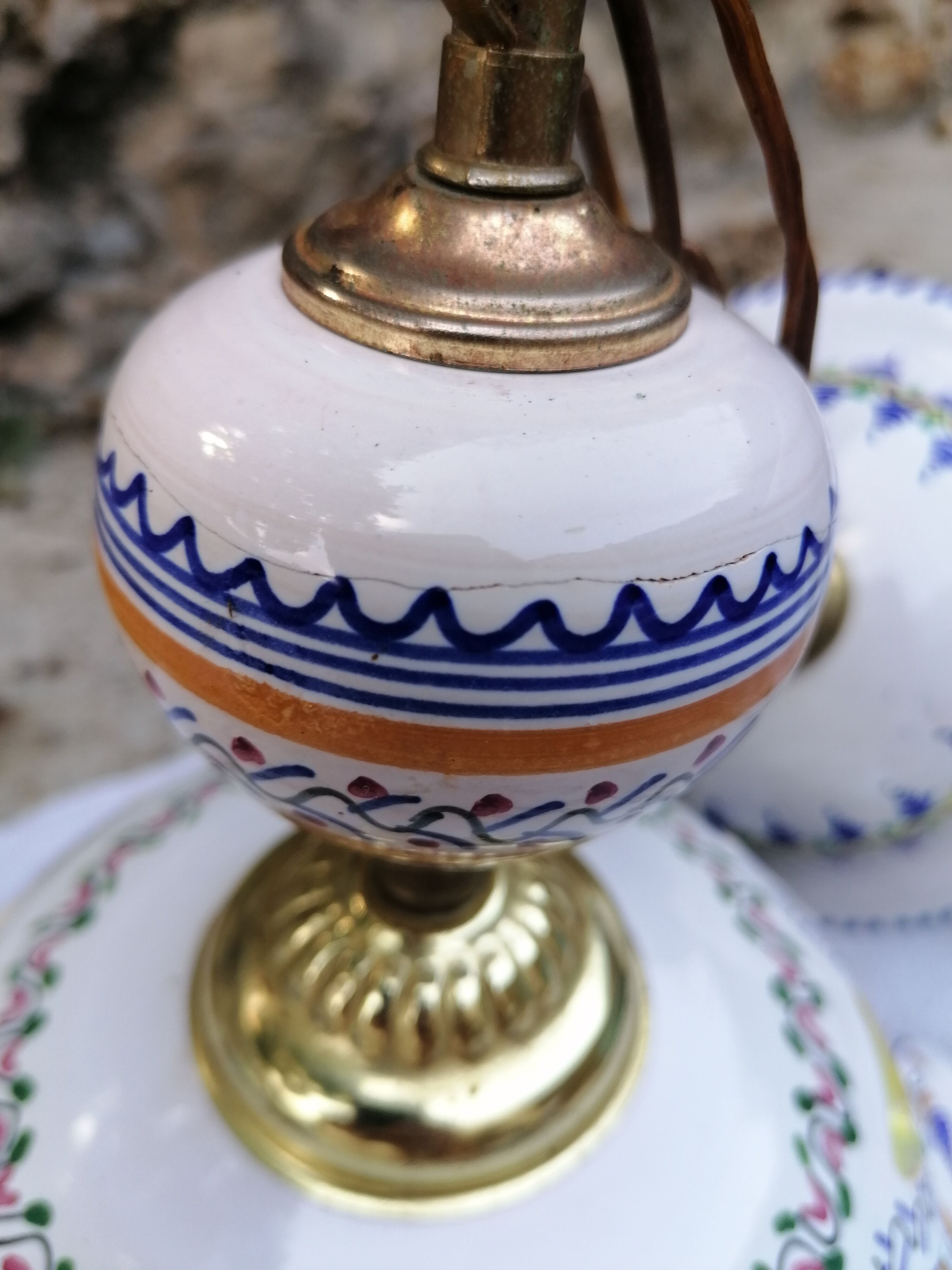 Vintage hand-painted earthenware suspension