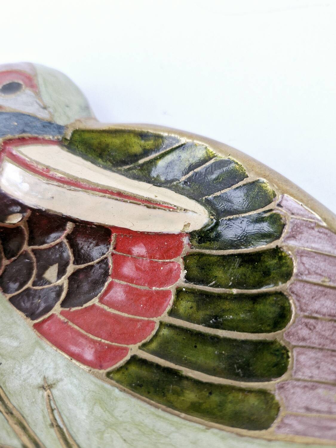 Pocket tray art deco ashtray enameled brass